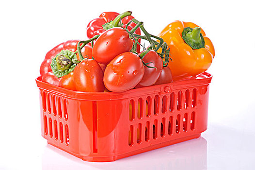西红柿,番茄,柿子椒,椒,红色,塑料容器
