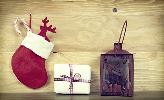 圣诞装饰,乡村,木质背景