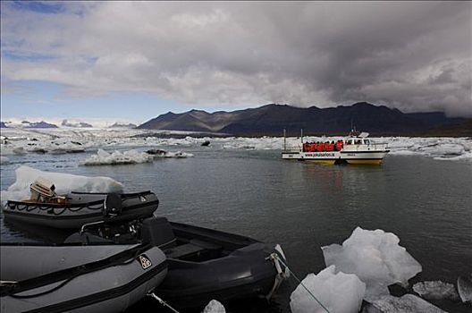 船,冰山,橡胶,小艇,冰河,冰岛,欧洲