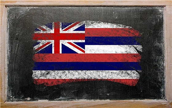 旗帜,美国,夏威夷,黑板,涂绘,粉笔