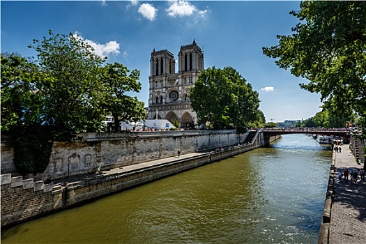 塞纳河,女人,巴黎,大教堂,法国