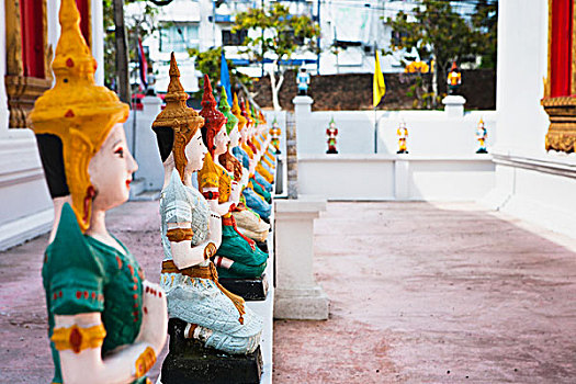彩色,雕塑,庙宇,清迈,泰国