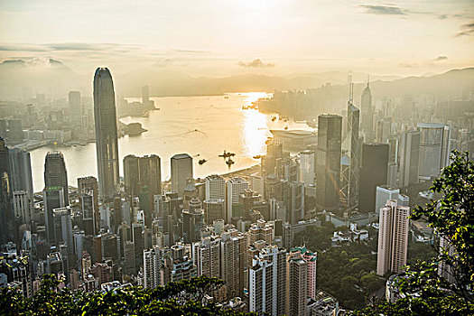 航拍,日出,香港,中国