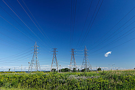 输电塔,魁北克省,加拿大,北美