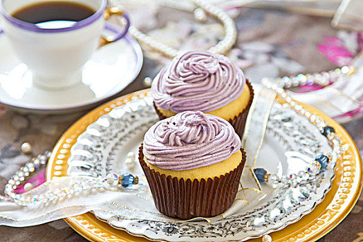 紫色,杯形蛋糕