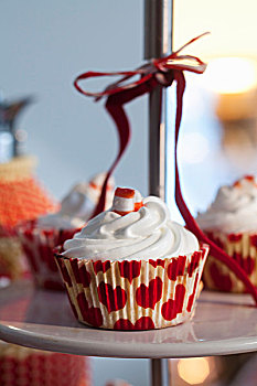 红色,白色,杯形蛋糕,圣诞节,瑞典