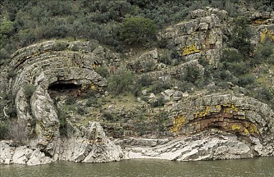 悬崖,展示,地质,层次,搅拌,埃斯特雷马杜拉,西班牙