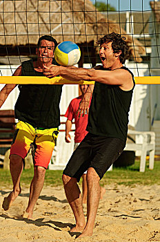 男人,玩,沙滩排球