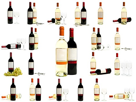 红色,白色,葡萄酒瓶
