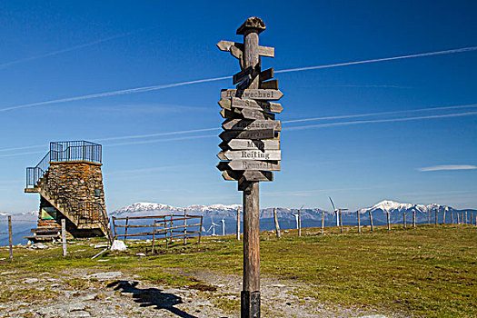 签到,正面,观测点,风景,阿尔卑斯山,施蒂里亚,奥地利,欧洲