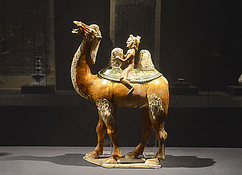 唐三彩骑驼陶俑,北京故宫博物院