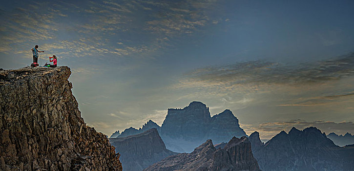 攀登者,山顶,白云岩,威尼托,意大利