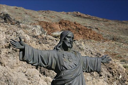 雕塑,耶稣,泰德峰,特内里费岛,加纳利群岛,西班牙
