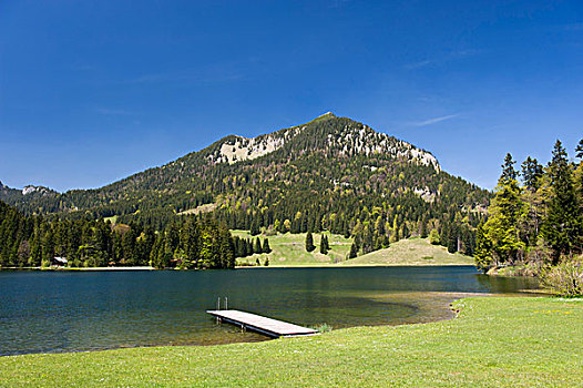 湖,山峦,巴伐利亚阿尔卑斯山,上巴伐利亚,巴伐利亚,德国,欧洲