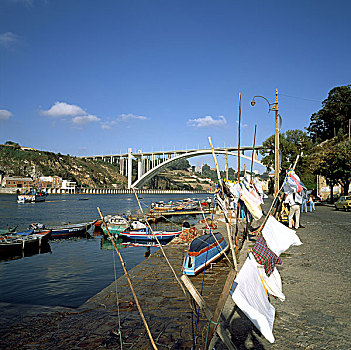 葡萄牙,地区,晾衣绳,船,河,桥