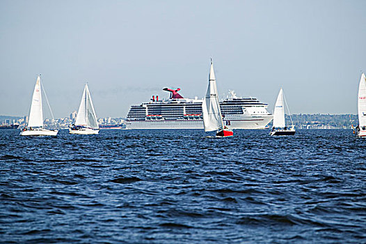 帆船,英吉利湾,温哥华,游船,背景