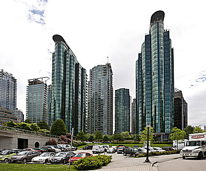 高层建筑,建筑,珊瑚,港口,温哥华,不列颠哥伦比亚省,加拿大,北美
