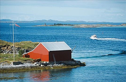 小屋,海洋,挪威