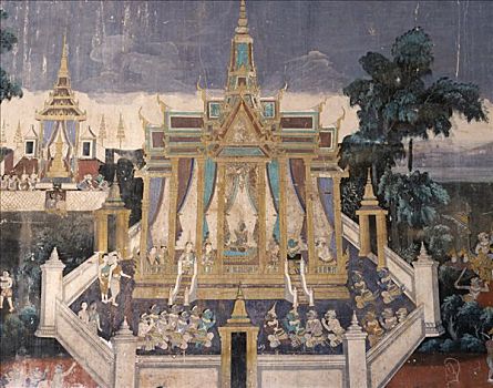 皇家行宮,壁画,罗摩衍那,故事,金边,柬埔寨