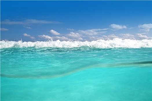 水位线,加勒比海,水下,蓝色海洋