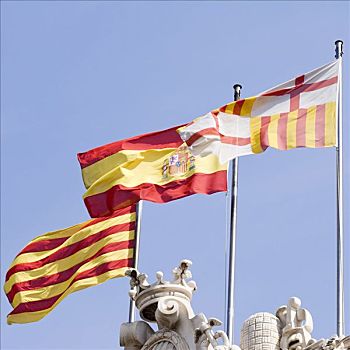 旗帜,加泰罗尼亚,西班牙,巴塞罗那