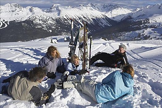 人群,放松,上面,滑雪,山,加拿大
