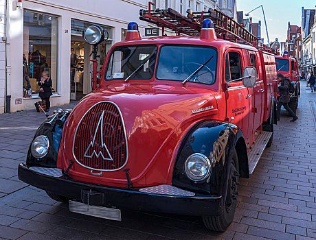 老古董,消防车,建造,20世纪50年代,周年纪念,消防队,联系,下萨克森,德国,欧洲