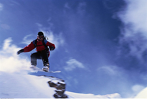 滑雪板玩家,跳跃,上方,山,少女峰,瑞士