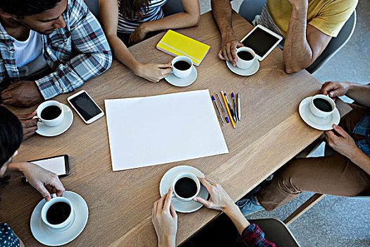 商业创意,团队,会议室,上方,咖啡,办公室