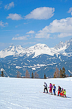 年轻,滑雪,施蒂里亚,奥地利,阿尔卑斯山,欧洲