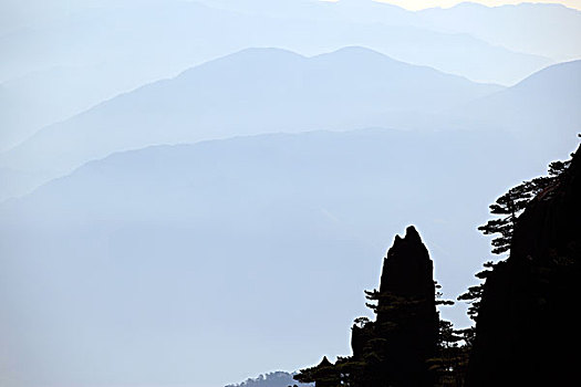 山峦,山顶,远景