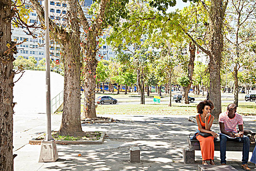 学生,坐,树下,里约热内卢,巴西