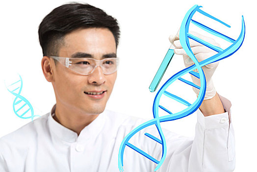 男科學(xué)家觀察研究試管中的試劑