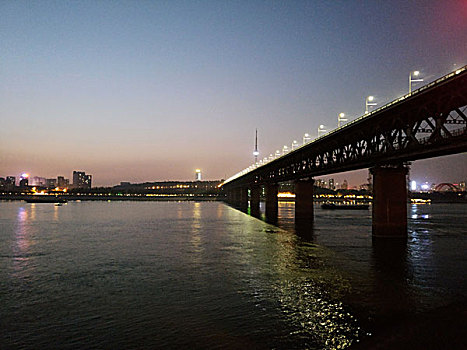 武汉长江大桥夕阳