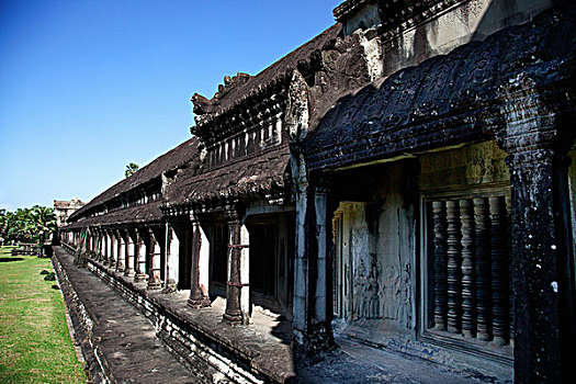 石墙,吴哥窟,柬埔寨