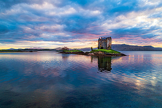 城堡,湖,苏格兰