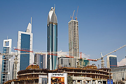 阿联酋,迪拜,现代,塔,施工,背景