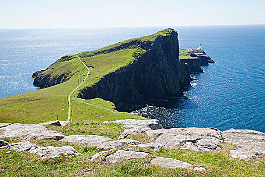 海岸,灯塔,背景,斯凯岛,内赫布里底群岛,苏格兰