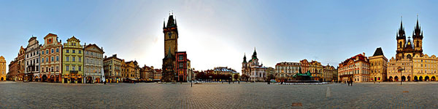 圆柱形,全景,老城广场,老,城镇,老城,世界遗产,布拉格,布拉哈,捷克共和国,欧洲