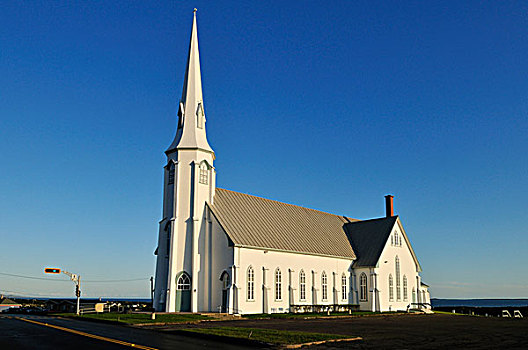 历史,木质,教堂,帽,马格达伦群岛,魁北克,加拿大,北美