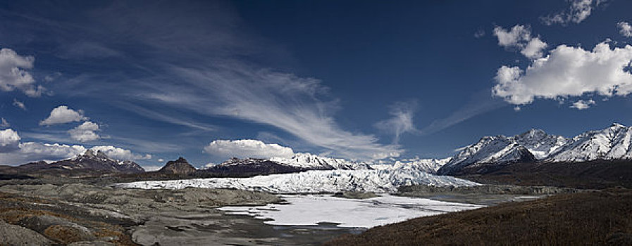 景色,全景,冰河,阿拉斯加