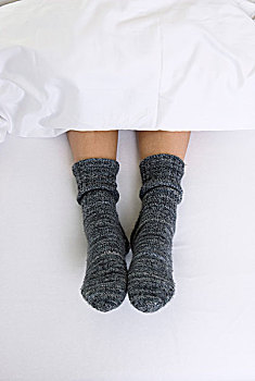 卧,床上,袜子