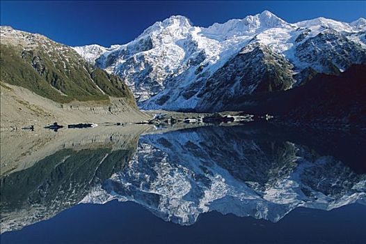 反射,湖,库克山国家公园,新西兰