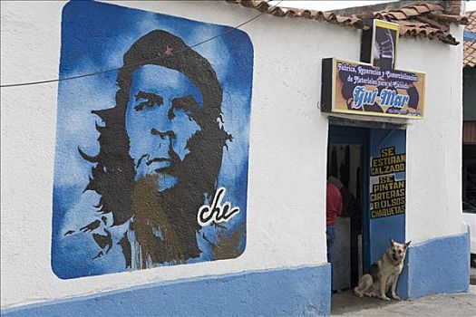店,肖像,切-格瓦拉,涂绘,墙壁,梅里达,委内瑞拉,南美