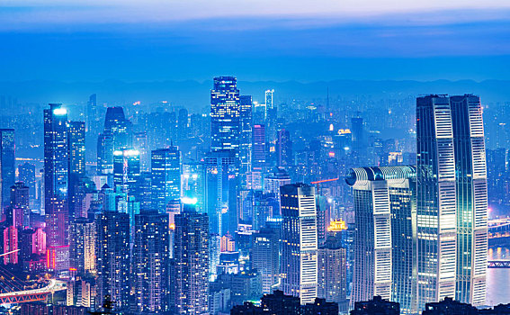重庆城市夜景,全景城市分光