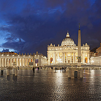 广场,圣彼得大教堂,柱廊,梵蒂冈,罗马,拉齐奥,意大利,欧洲