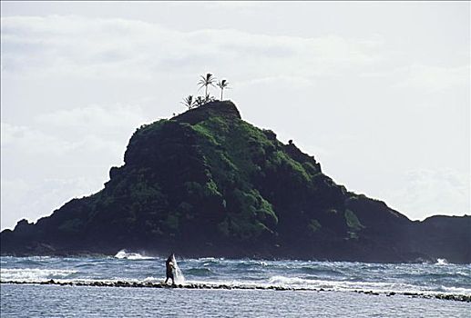夏威夷,毛伊岛,岛屿,捕鱼者,投掷,网,海洋