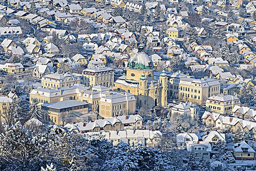 全景,冬天,视点,下奥地利州,奥地利,欧洲