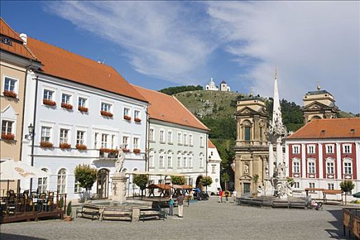 市政厅,教堂,神圣,山,地区,南摩拉维亚,捷克共和国,欧洲