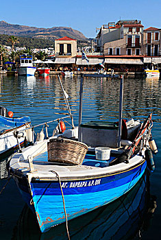 渔船,小,威尼斯,港口,克里特岛,希腊,小餐馆,水